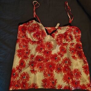 Vintage Floral Satin Tank Top XXL